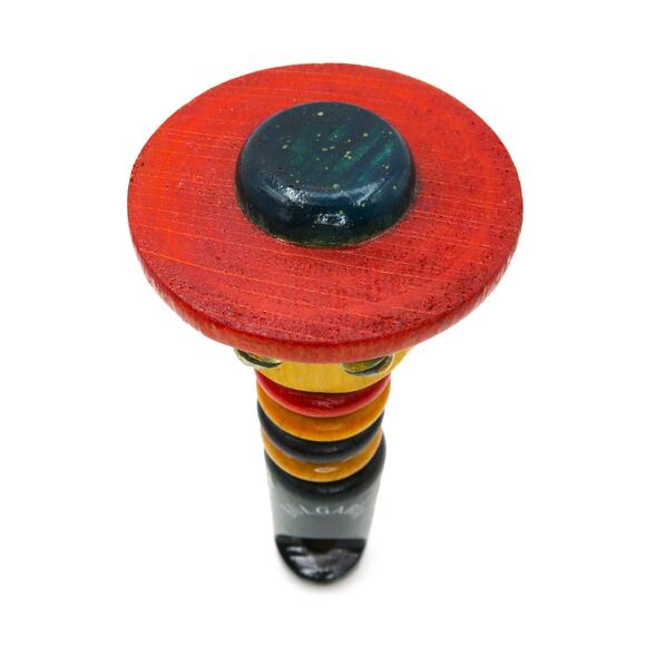 Vintage Bulgaria Wooden Whistle Figurine Man with Hat Folk Art Souvenir 5.5” - Picture 6 of 10